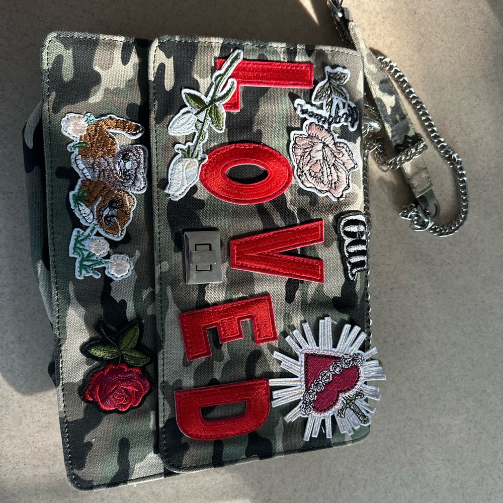 Ahdorned Camo Military Green Patch LOVE Purse Unique